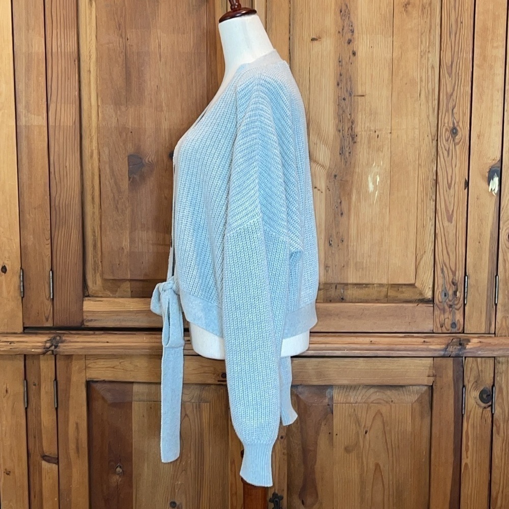 LUMIERE Gray Relaxed Fit Gray Cropped Balloon Sleeve Sweater Sz. L - Picture 4 of 15